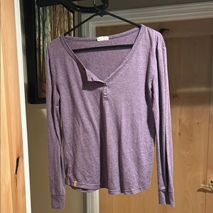 Tentree Purple Fitted Long Sleeve Blouse